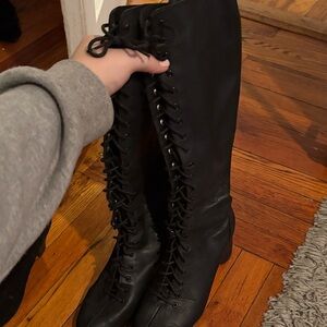 Zara Black Lace-Up Women's Boots